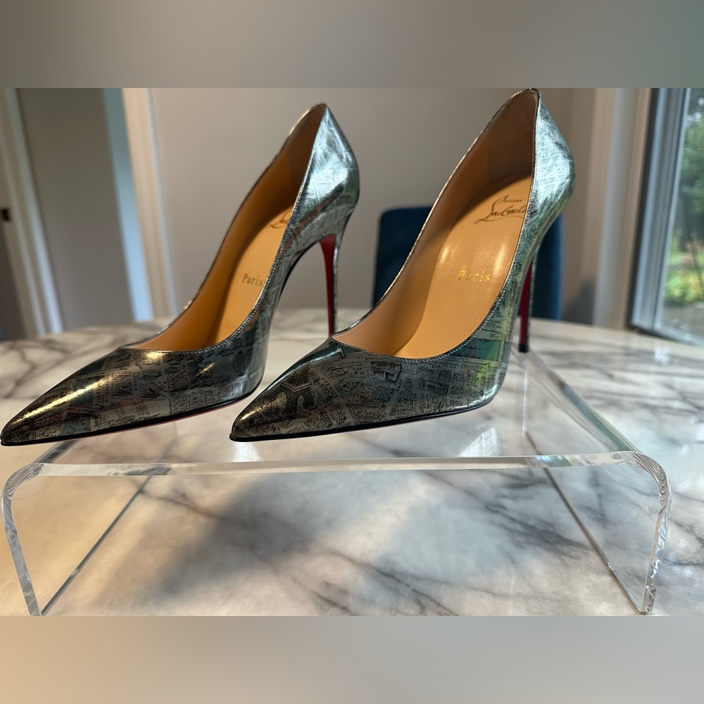 BRAND NEW Louboutin Decollete 554 100 Specchio Plan De Paris stilettos size 38.5